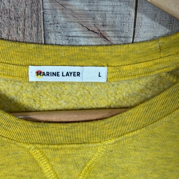 Marine Layer Athleisure Large Yellow Raglan Sweatshirt Cozy Casual Pullover - Picture 3 of 4